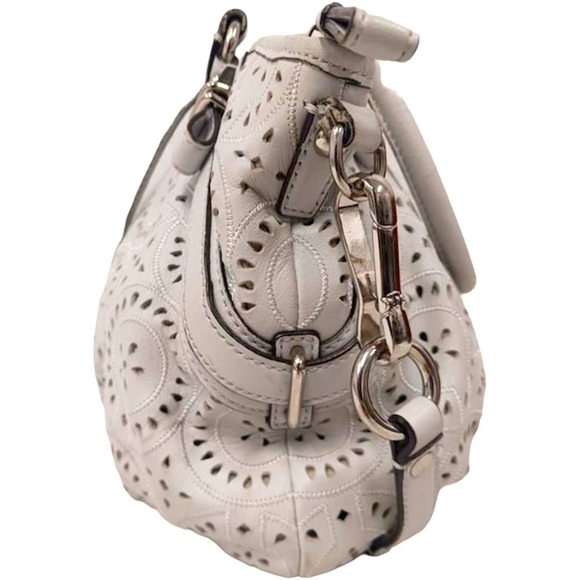 Coach Perforated Leather in White & Silver - Picture 3 of 7